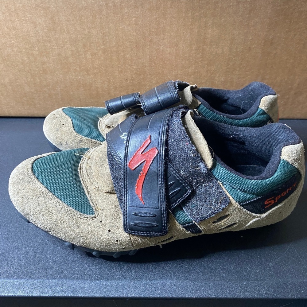 Specialized Sport MTB Cycling Shoes Mens 7.5 EU 40 Tan Green Suede 610-1240